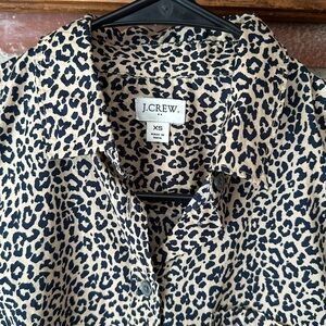 J. Crew Cheetah Print Button Down Long Sleeve Blouse Women’s Size XS